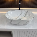 White marble oval basin, size 48*35*13 cm