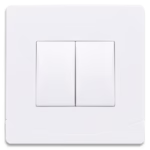 SIDRA Wide Rocker 10A Switch - Double Gang One-Way - High-Quality Plastic - 7x7 cm - Model SBW201