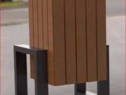 Outdoor Plastic Wood Trash Bin - 48L - Galvanized Steel Frame - 49×42.5×80 cm | Ideal for Public Spaces