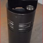 Stainless Steel Trash Bin with Lid - 50L - Galvanized Frame - 38×38×97.5 cm | Ideal for Public Spaces