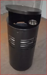 Stainless Steel Trash Bin with Lid - 50L - Galvanized Frame - 38×38×97.5 cm | Ideal for Public Spaces