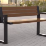 Modern Wooden Garden Bench - Sturdy Steel Legs - Weather-Resistant - 180×60×80 cm | Best Outdoor Seating - Model 8A