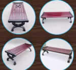 "Wooden Garden Bench Without Backrest - Sturdy Aluminum Legs - Steel Support - 150×40×40 cm | Best Outdoor Seating" - Image 3