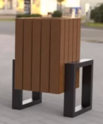 Outdoor Plastic Wood Trash Bin - 48L - Galvanized Steel Frame - 49×42.5×80 cm | Ideal for Public Spaces - Image 3