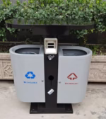 Dual Compartment Recycling Bin - 43L × 2 - Galvanized Steel Frame - 80×38×100 cm | Ideal for Public Spaces