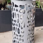 Decorative Stainless Steel Trash Bin - 50L - Galvanized Frame - 38×38×80 cm | Ideal for Public Spaces